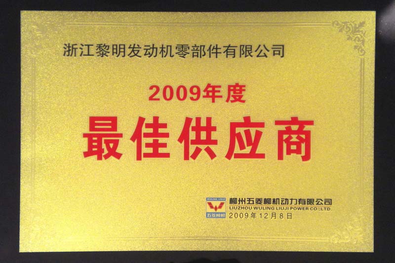 2009年度柳州五菱最佳供应商